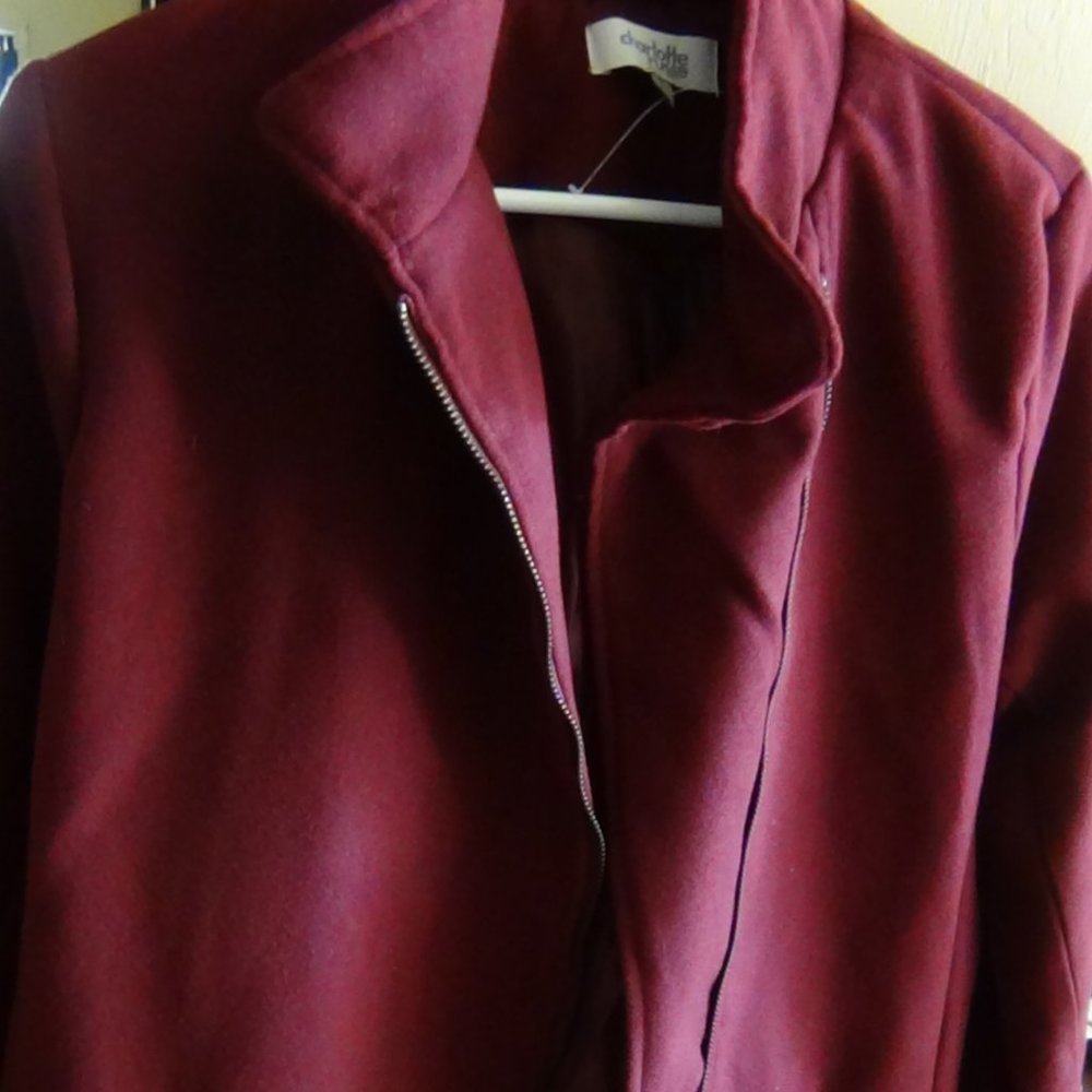 Woman's Fall Coat-Maroon-Medium